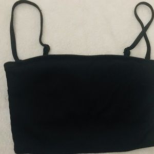 aerie bandeau bikini top ribbed black size Small